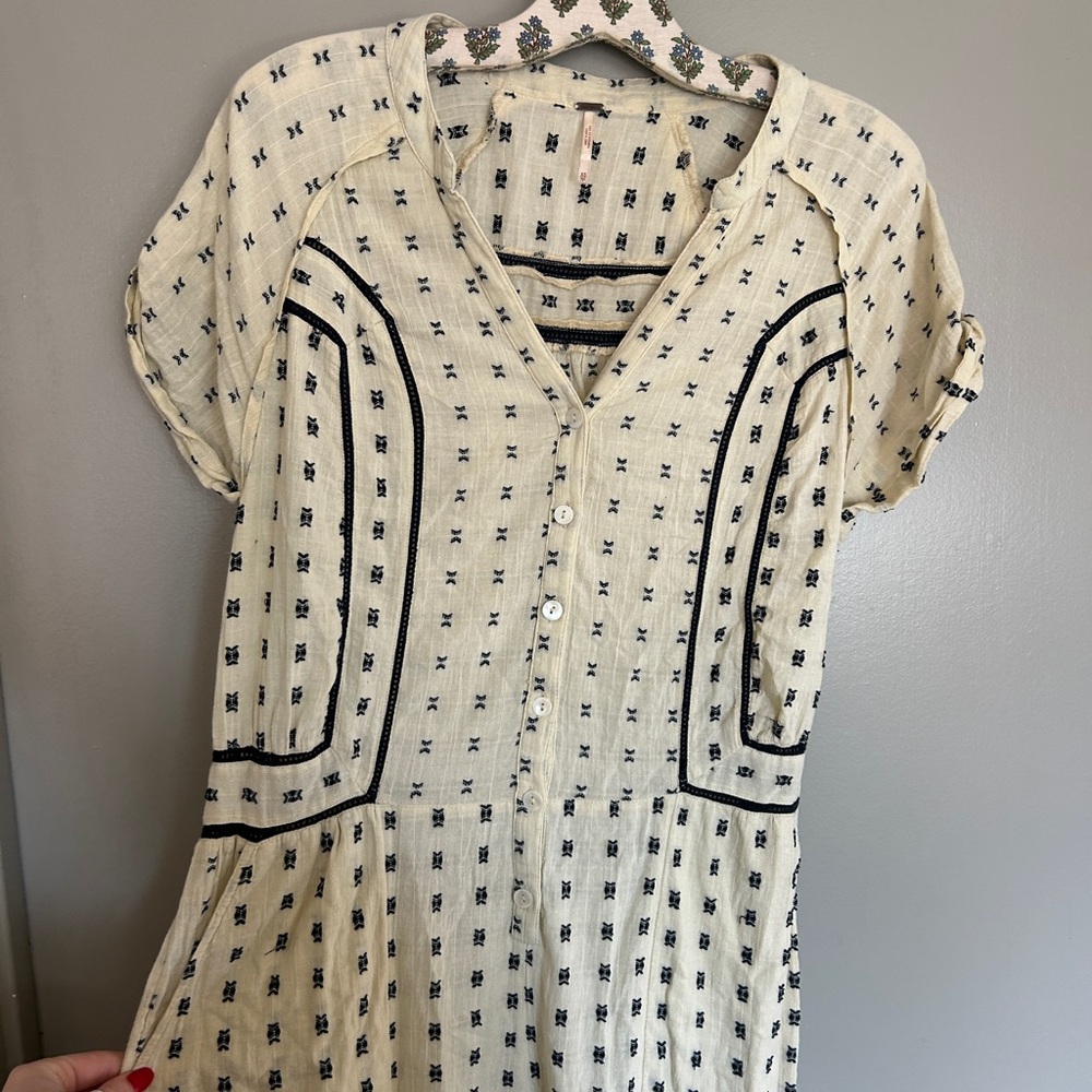 Free People Cotton Cream Jumpsuit with Black Pattern - Picture 6 of 11